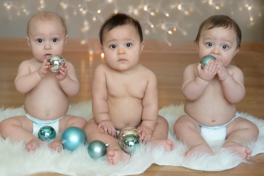 Triplets 9 month photo shoot